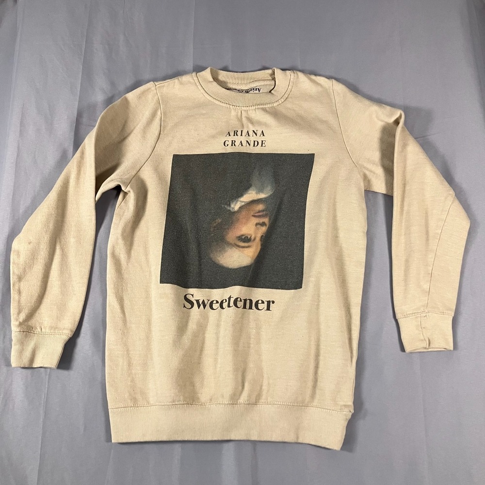 Ariana Grande Sweetener Sweatshirt Women's XS Beige Tour Merch Crewneck